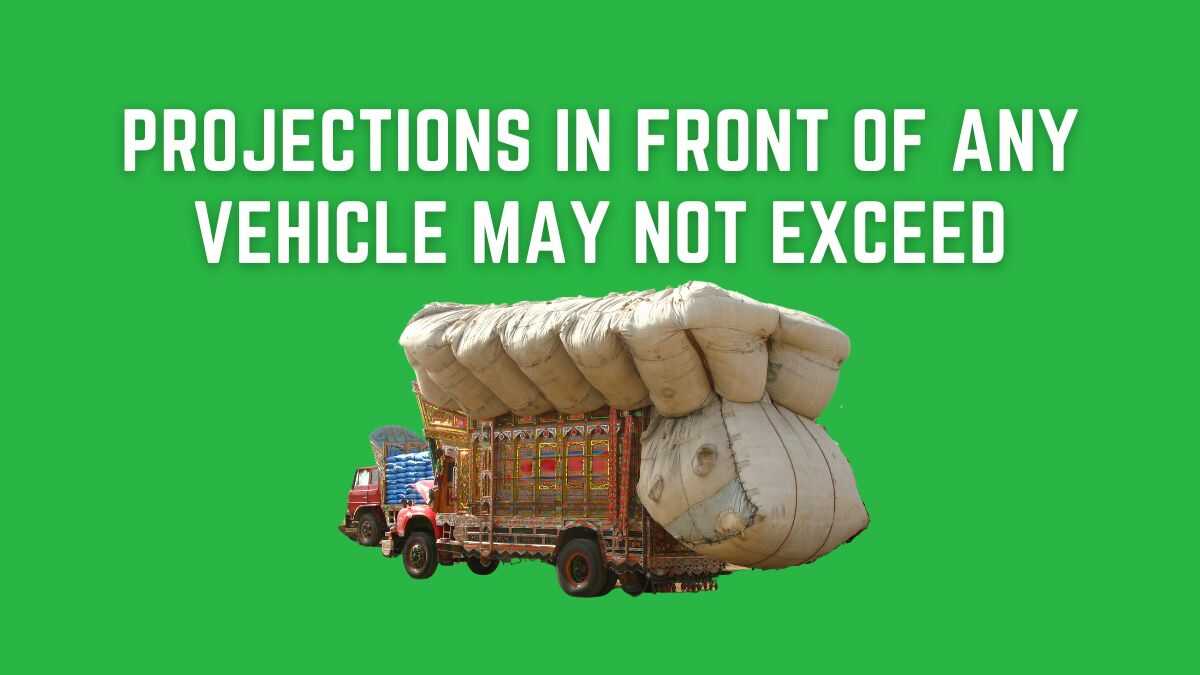 Projections in front of any vehicle may not exceed
