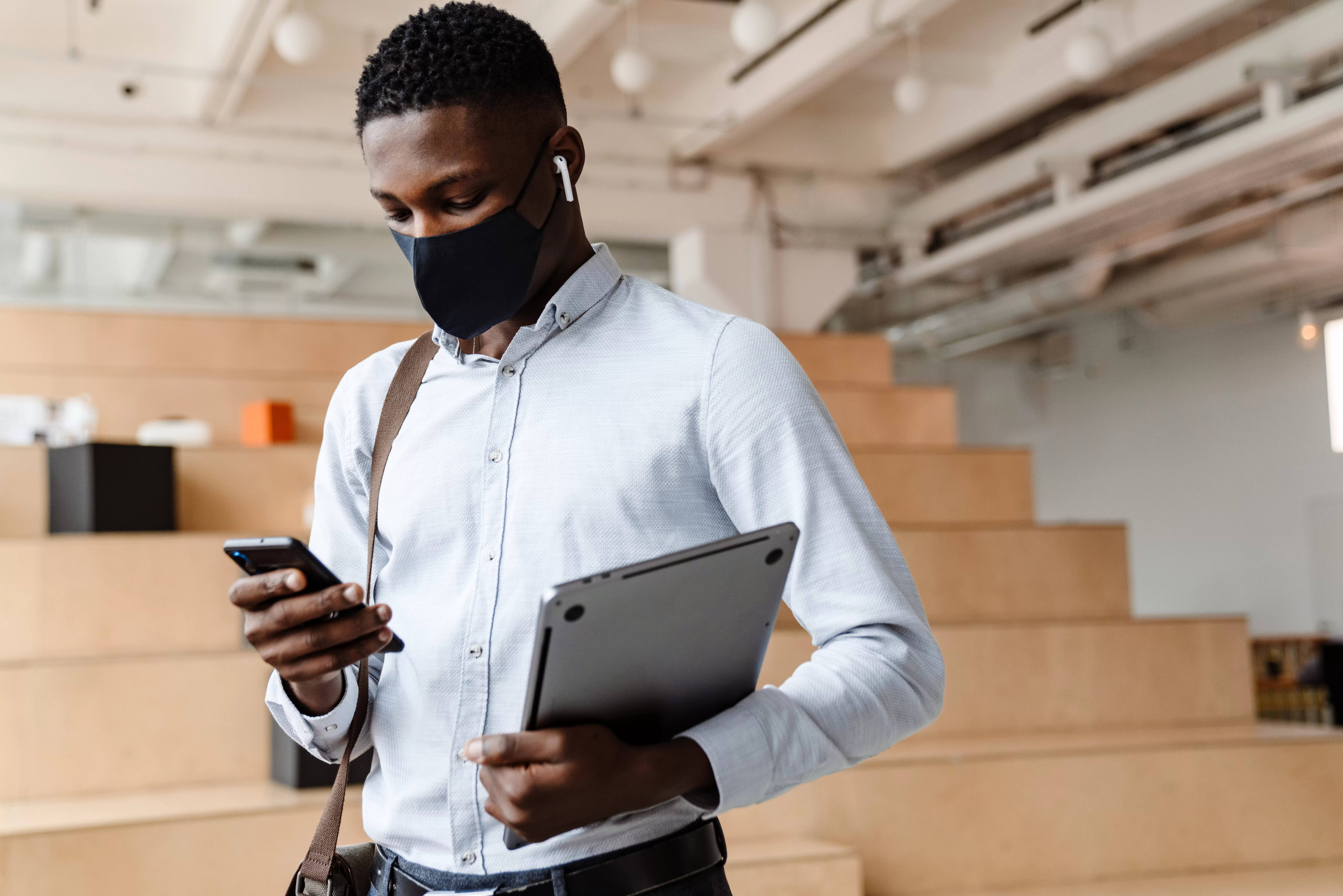 Confident african student wearing medical mask. Namibia Command and Staff College (NCSC): A Citadel of Strategic Brilliance