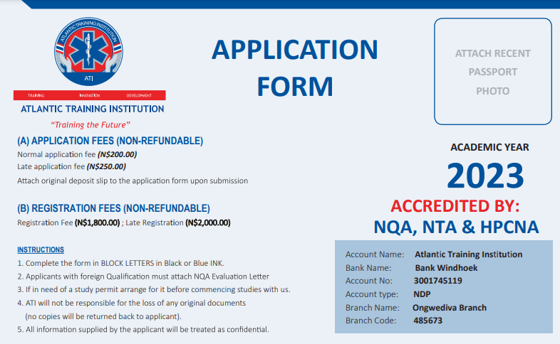 Atlantic Training Institution Application Form