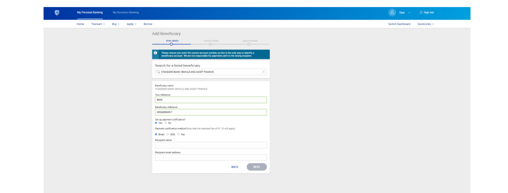 How to pay your vehicle instalment,how to add Standard Bank Vehicle and Asset Finance as a beneficiary and make payments