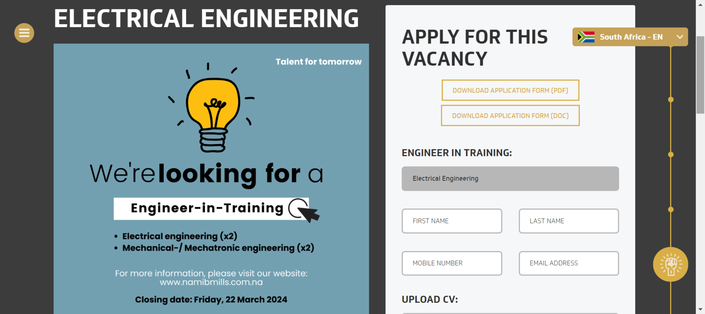 How to Apply for Electrical Engineering Namib Mills Vacancies