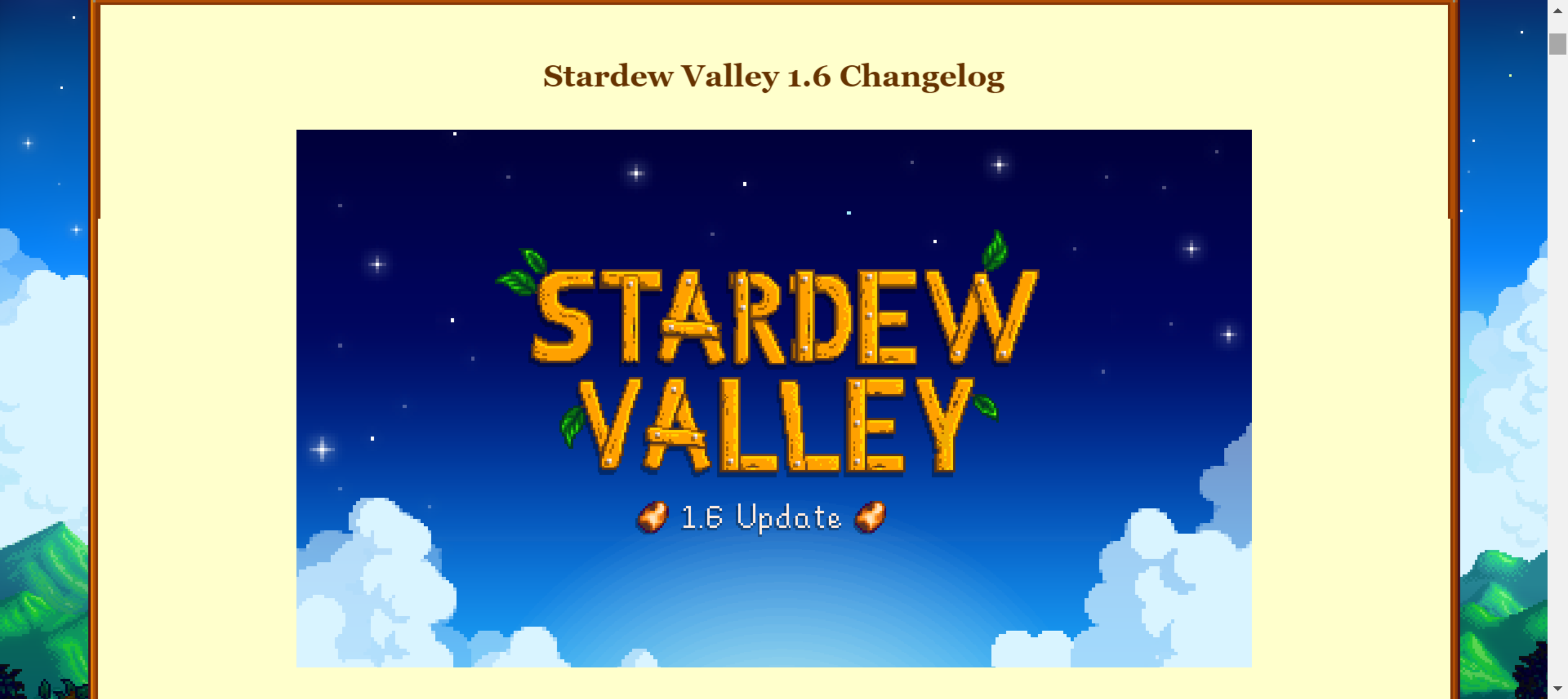 When was the Stardew 1.6 patch notes released?